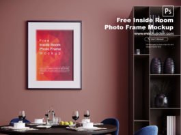 Free Inside Room Photo Frame Mockup PSD Template