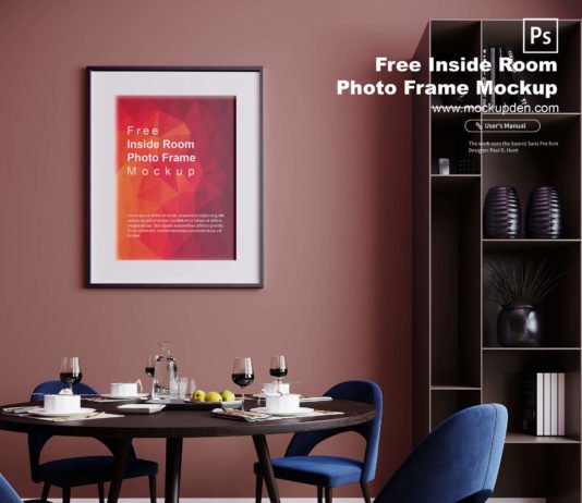 Free Inside Room Photo Frame Mockup PSD Template