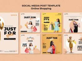 Instagram posts collection for online fashion Mockup PSD Template