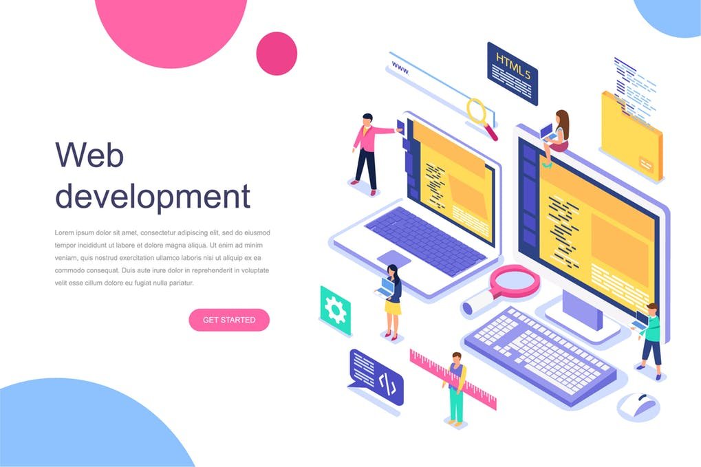 Isometric Web Development Concept Mockup