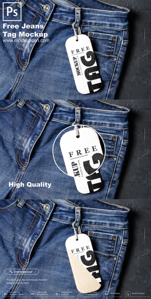 Download Free Jeans Tag Mockup PSD Template - Mockup Den PSD Mockup Templates