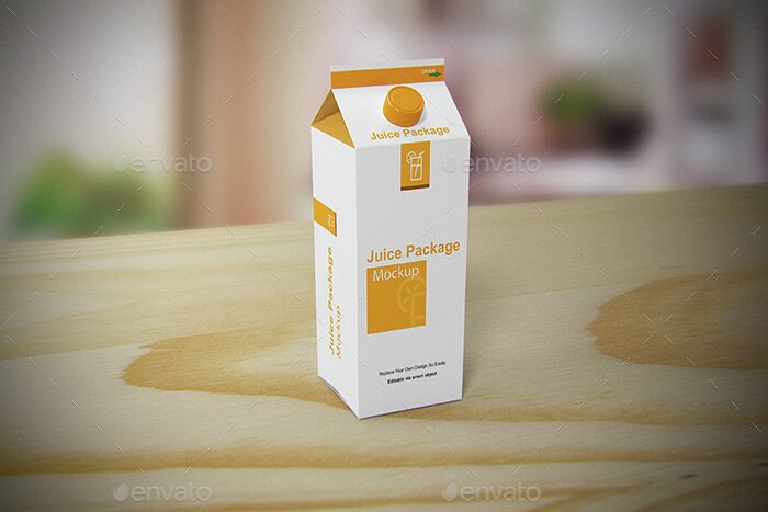 Juice Tetra Box On Table Mockup