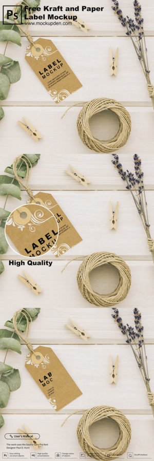 Free Kraft and Paper Label Mockup PSD Template - Mockup Den