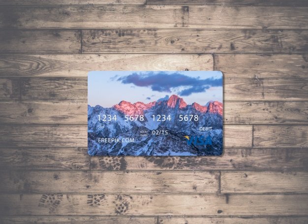 Landscape Design Printed On Credit Card Mockup.
