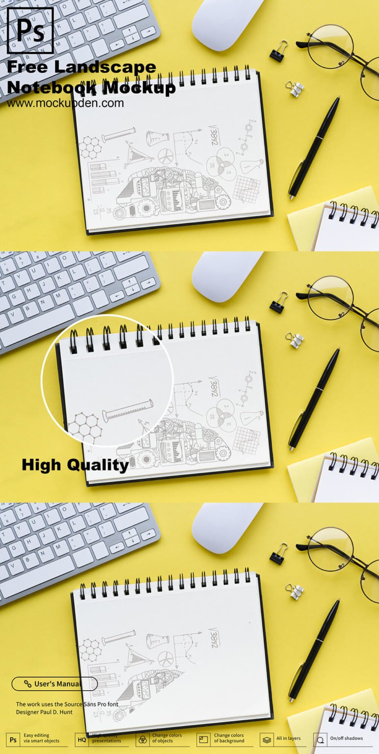 25+ Free Notebook Mockup PSD | Spiral, Blank, Template