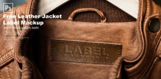 Free Leather Jacket Label Mockup PSD Template