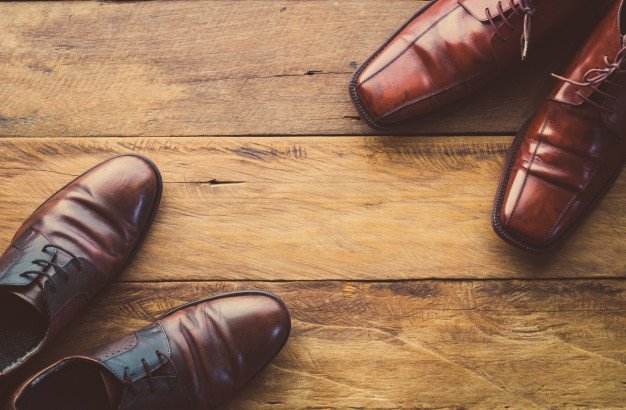 Leather Shoe On A Wooden Floor Mockup