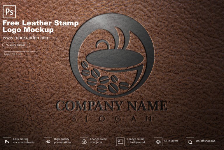 Free Leather Stamp Logo Mockup PSD Template