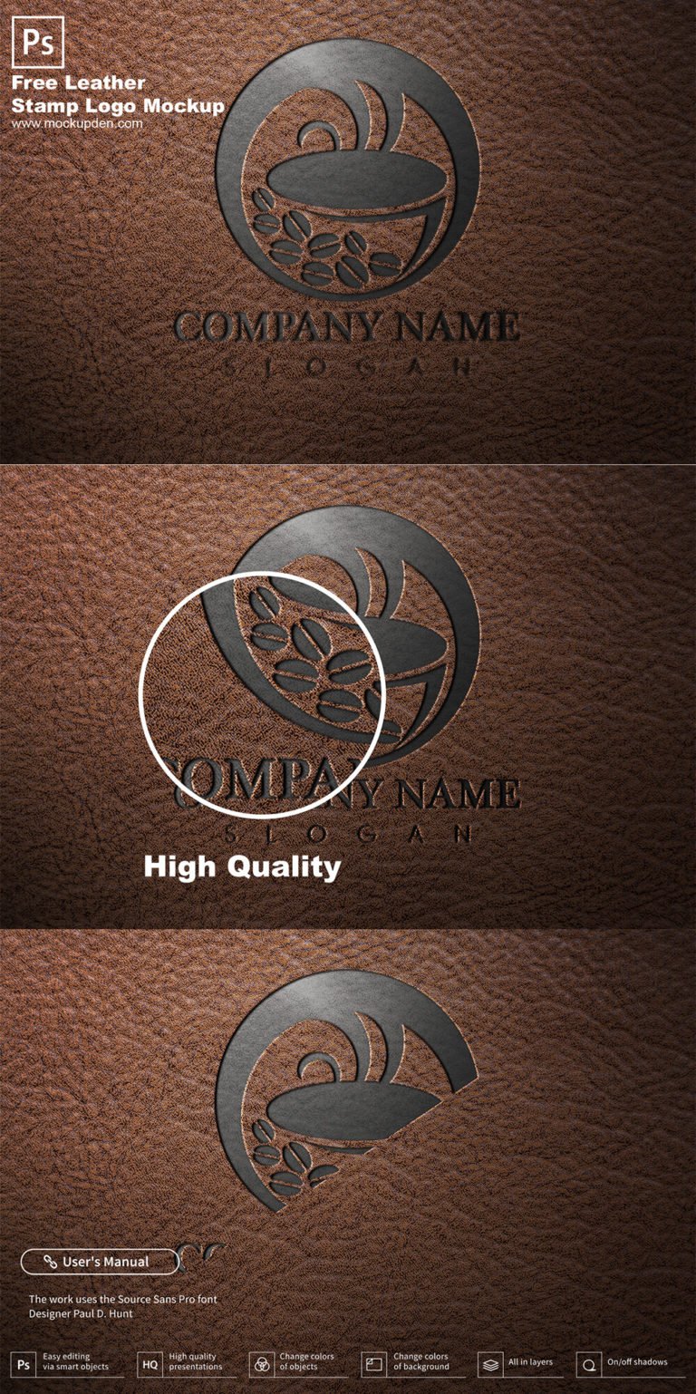 Free Leather Stamp Logo Mockup PSD Template Mockup Den