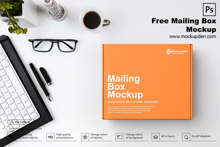 Free Mailing Box Mockup PSD Template