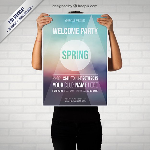 Man Holding Party Poster Mockup