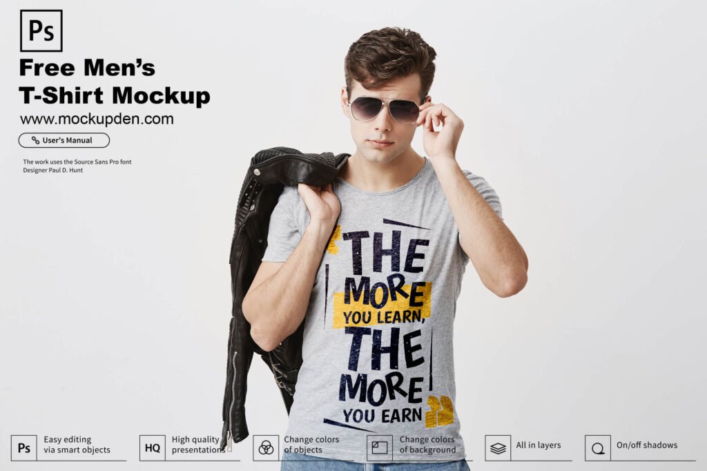 Download Free Men S T Shirt Mockup Psd Template Mockup Den