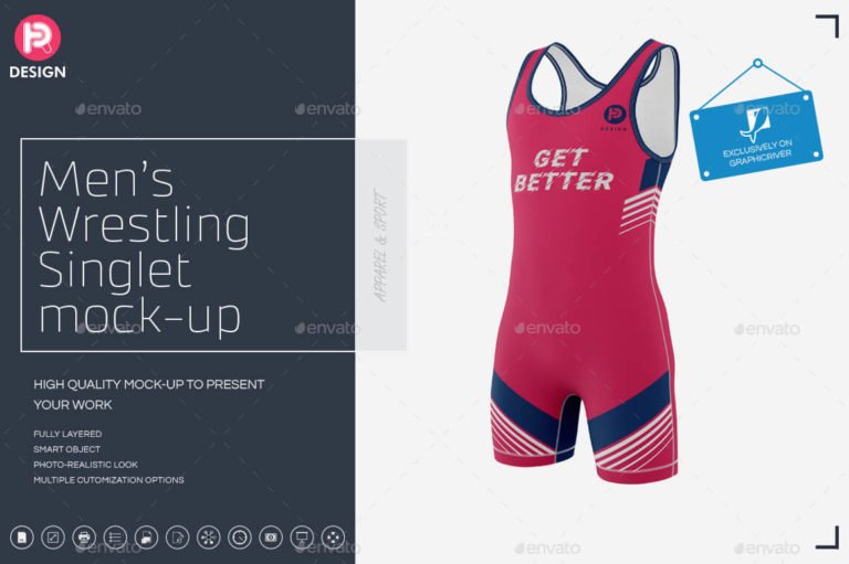 Men’s Wrestling Singlet Sportswear Mockup Template 