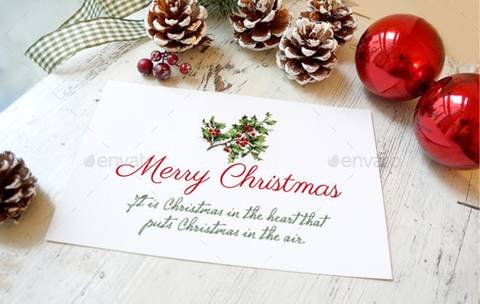 Merry Christmas Greeting Card Mockups PSD