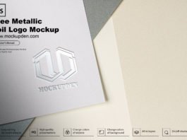 Free Metallic Foil Logo Mockup PSD Template