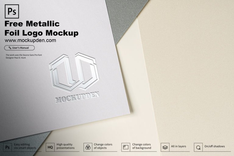 Free Metallic Foil Logo Mockup PSD Template