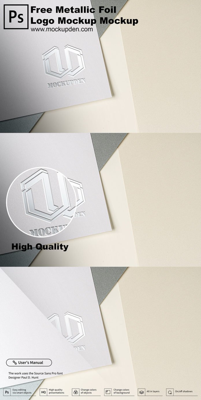 Download Free Metallic Foil Logo Mockup PSD Template | Mockup Den