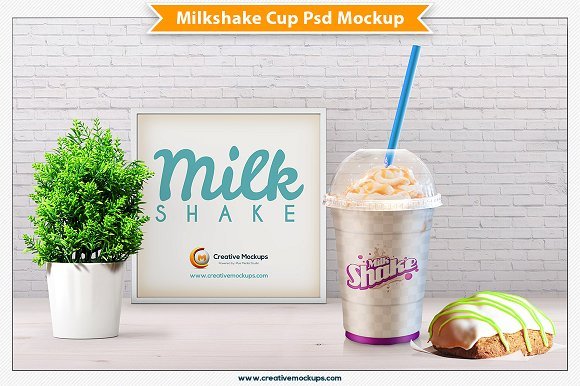 Milkshake Plastic Cup PSD Mockup