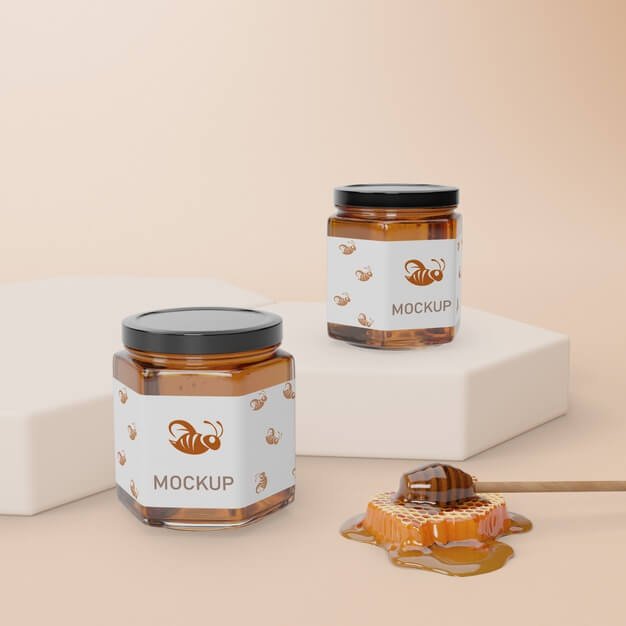 Mock-up natural honey product Free Psd