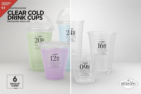 Multicolored And Transparent Cup Mockup