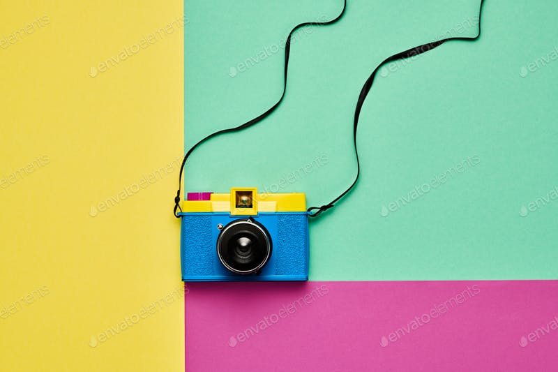 Multicolored Film Camera PSD Template. 