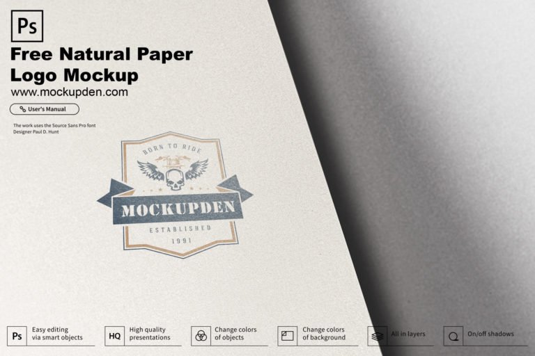 Free Natural Paper Logo Mockup PSD Template