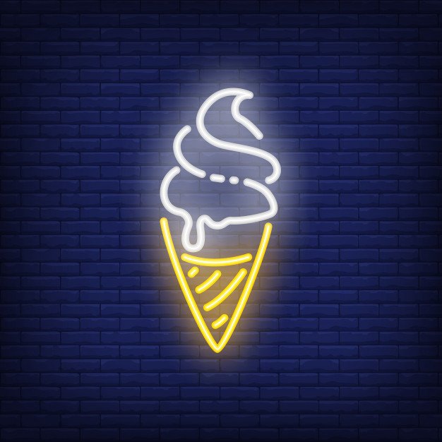 Neon Light Representation of an Ice Cream Vector Format