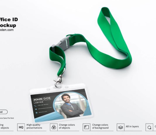 Free Office ID Card Mockup PSD Template