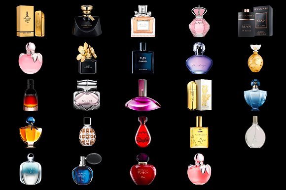 Pack of Perfume Bottle Set Vector