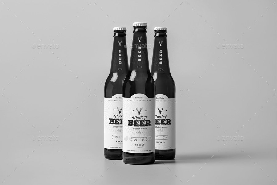 Pack of Three Beer Bottle PSD Design Idea: