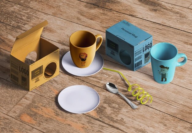Packaging mockup for tea or coffee products Free Psd