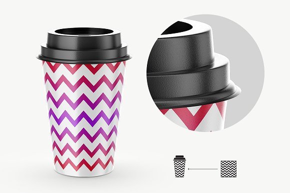 Paper Coffee Cup Design with Patterns Mockup