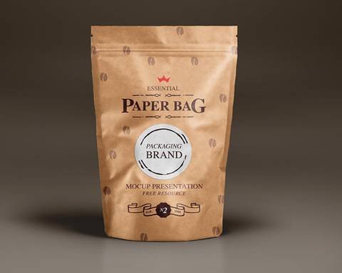 Paper Coffee Packaging Bag PSD Mockup: