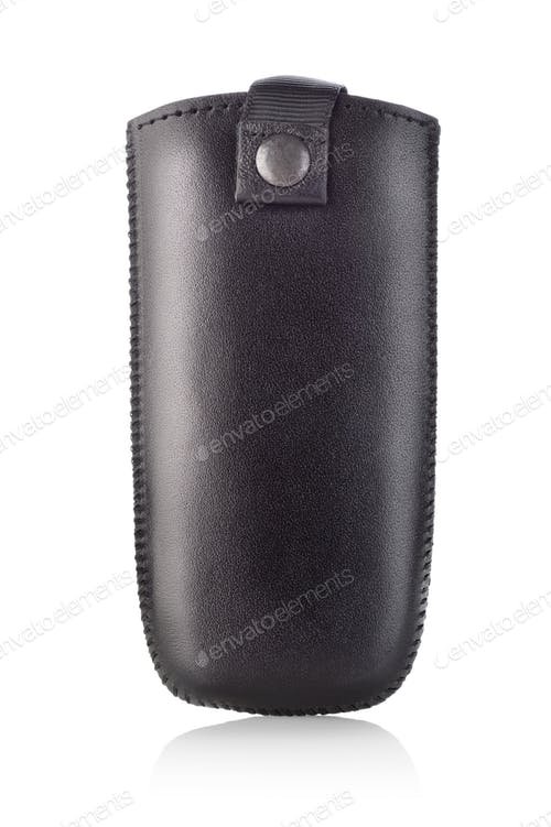 Phone Cover Made Of Black Leather PSD. 
