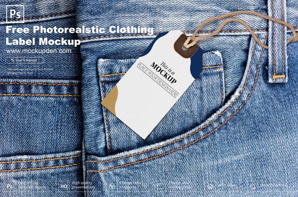 Free Photo realistic Clothing Tag Mockup PSD Template