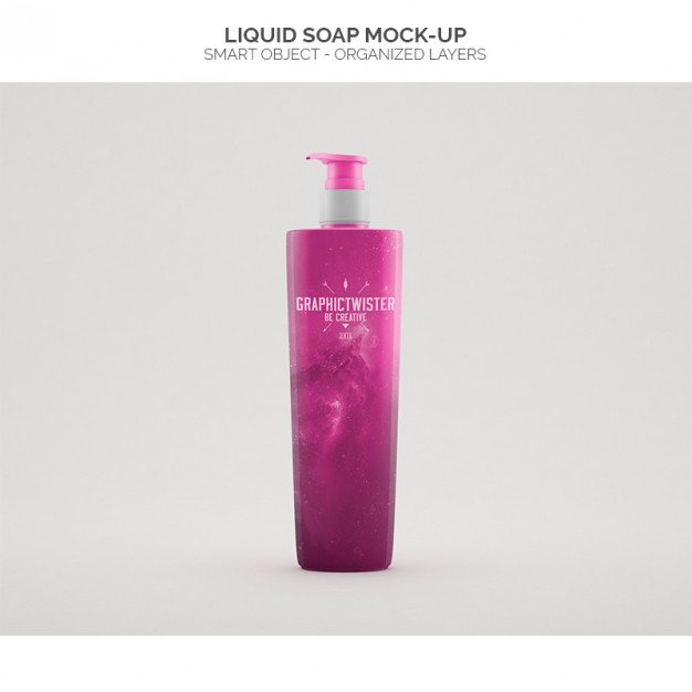 Pink Color Shampoo Bottle Mockup
