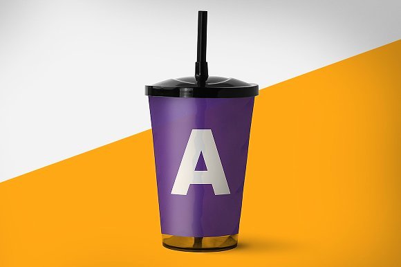 Plastic Cup with Straw Mockup