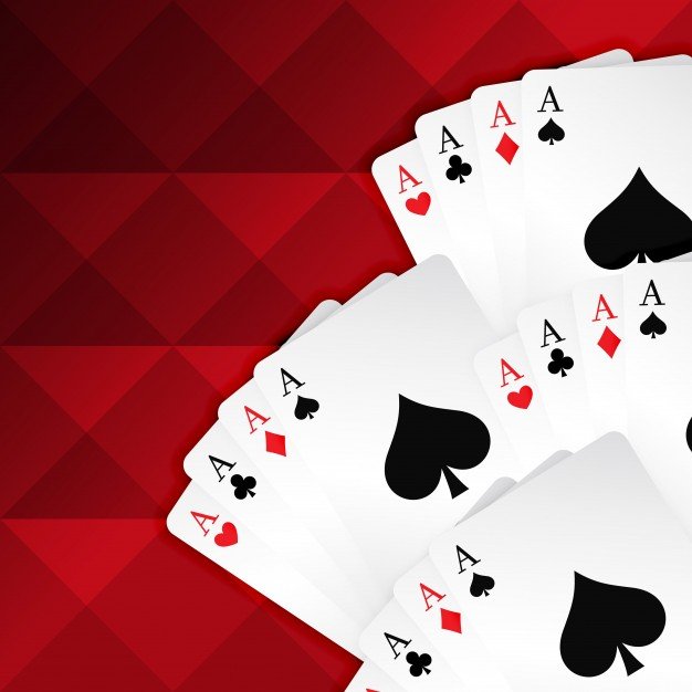 Playing Card Illustration With Red Realistic Background