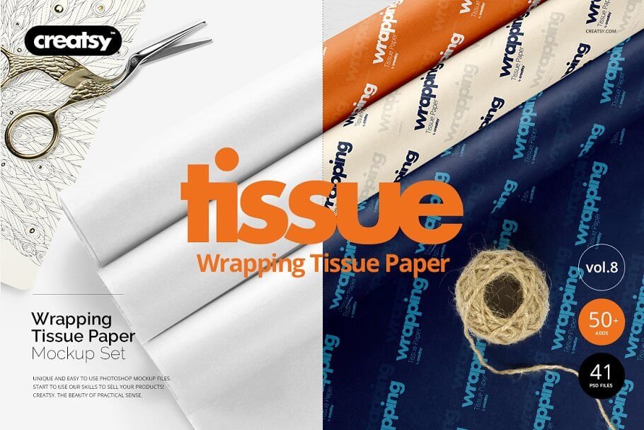Premium tissue paper mockup
