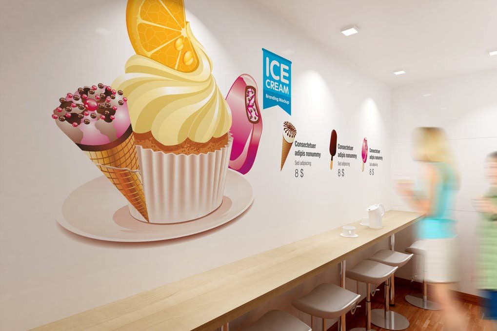 Print of Ice Cream on Wall PSD