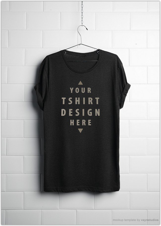 Printable Black T-Shirt Template in PSD