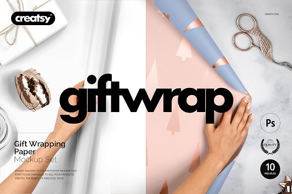 Printed Gift Wrapping Paper Mockup PSD