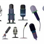 Professional microphones set Free Vector