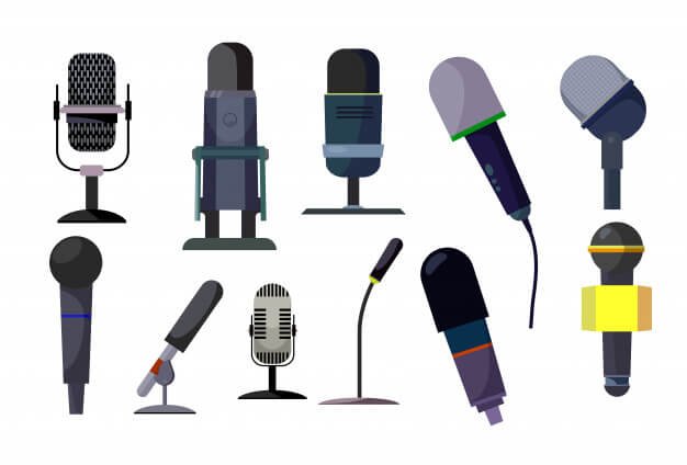 Professional microphones set Free Vector