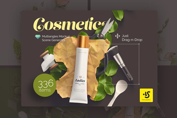 Realistic Cosmetic Items Mockup: