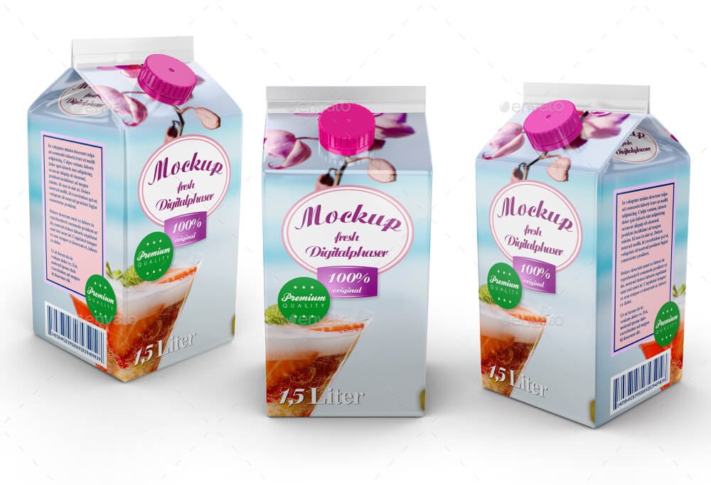 Realistic Tetra Pack Mockup PSD