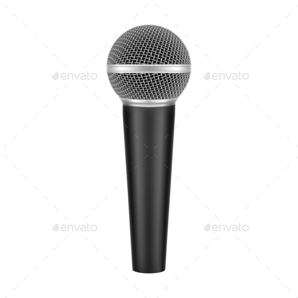 Realistic Vector 3D Modern Microphone with Handle