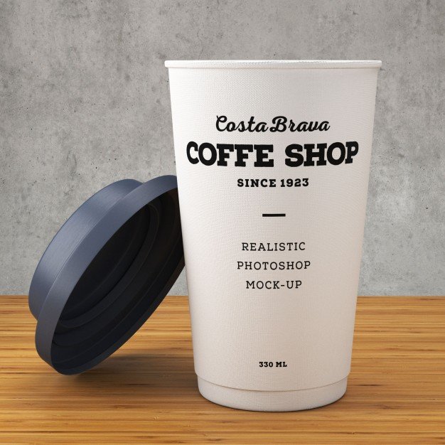 Recyclable Coffee Cup  Design in PSD template 