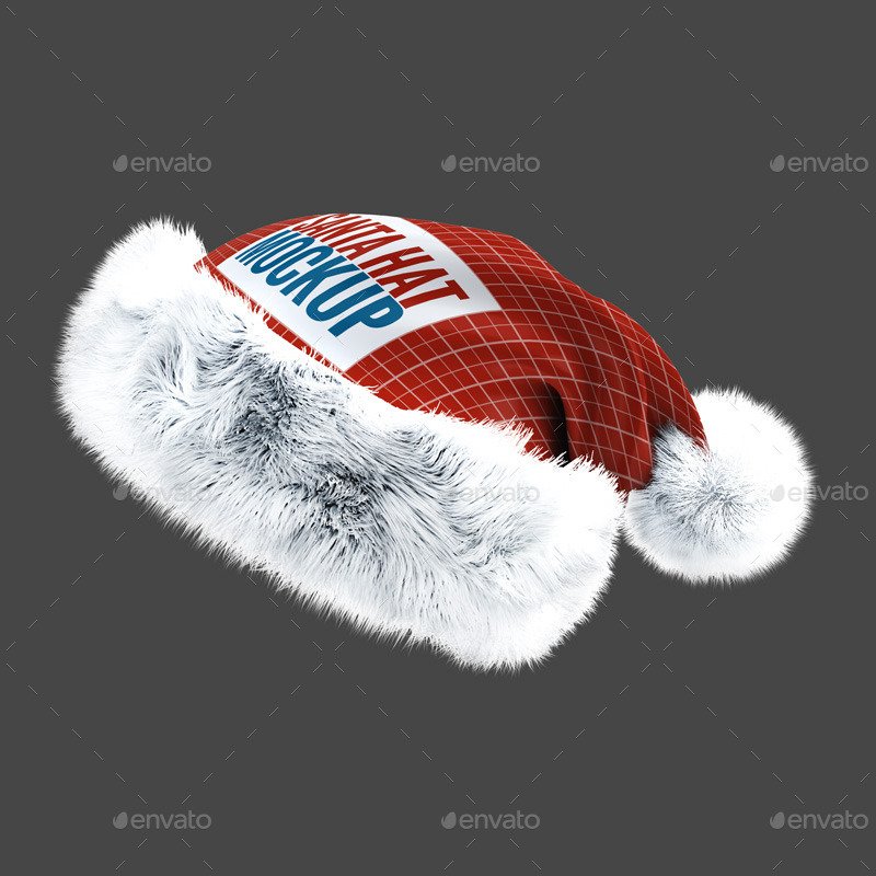 Red And White Color Cotton Christmas Cap Mockup