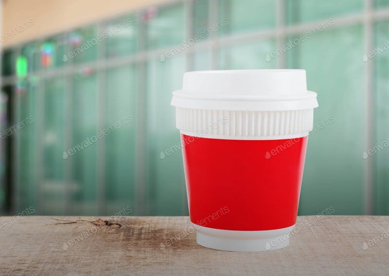 Red And White Plastic Cup Mockup.